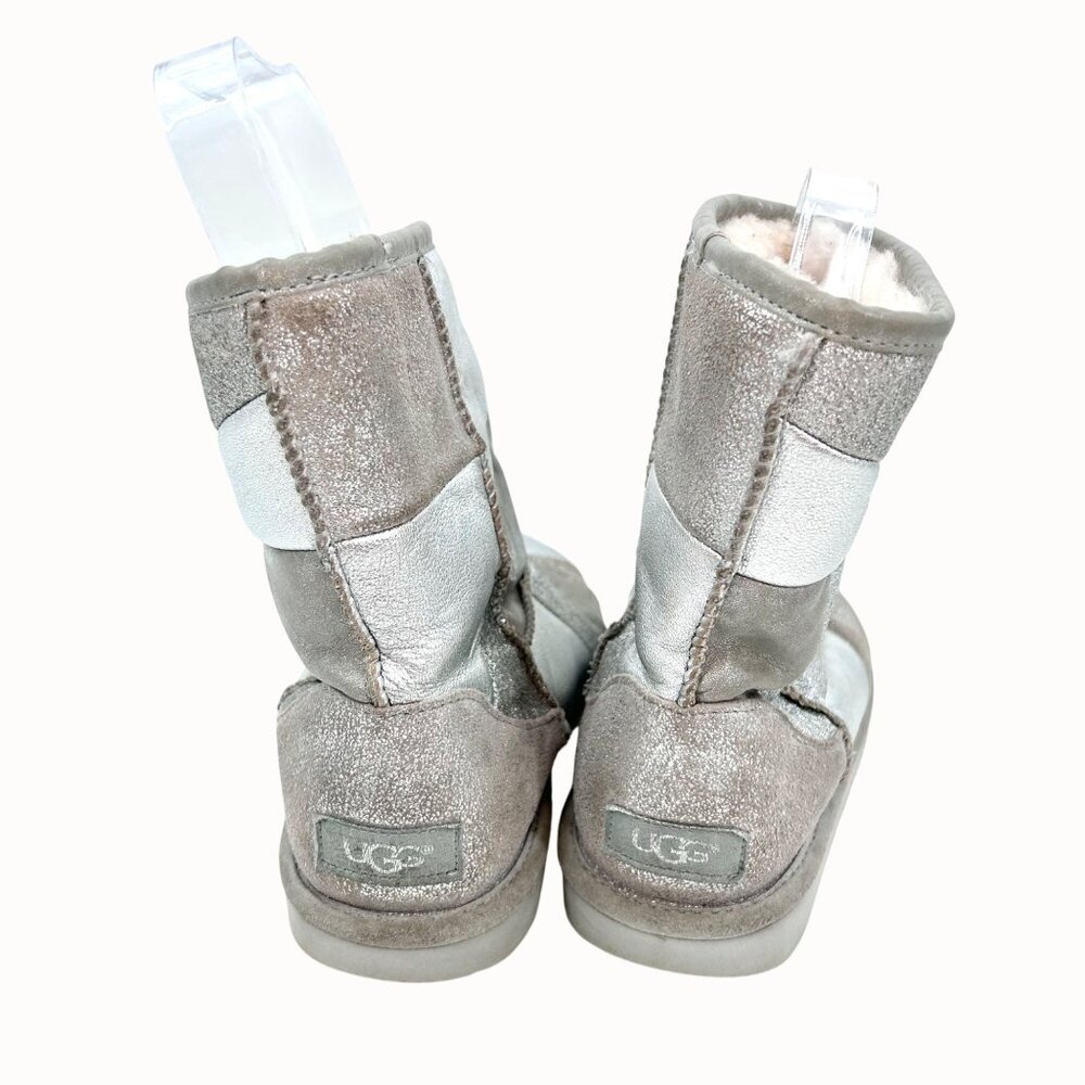 Ugg Silver Metallic Glitter Patchwork Short Boots… - image 4